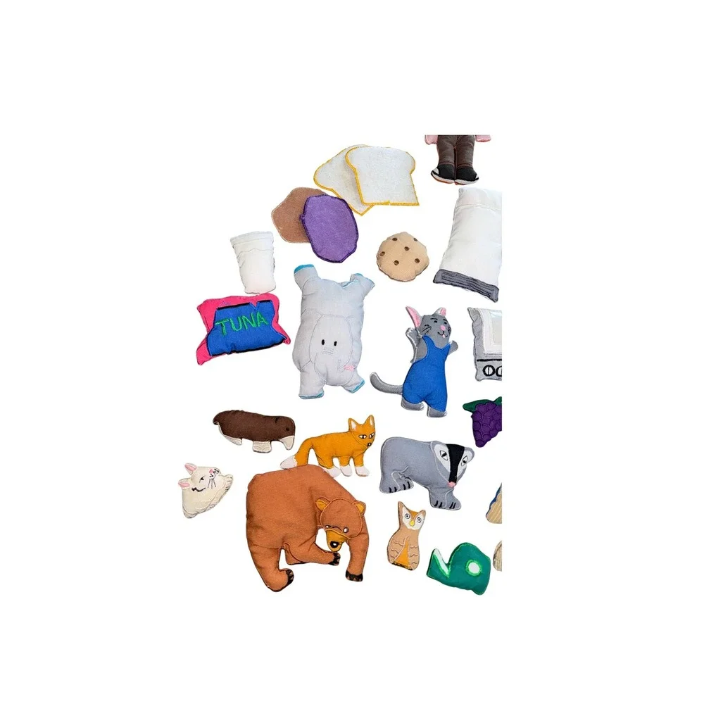 Vintage Felt Story Board Pieces Lot Animals People Food Educational Toys